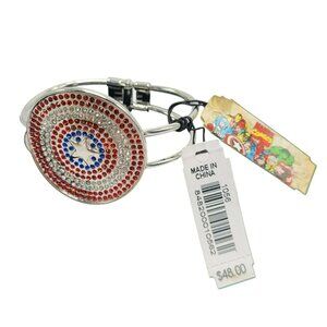 Jewel M Marvel Captain America Shield Crystal Bangle Bracelet Red Blue Silver